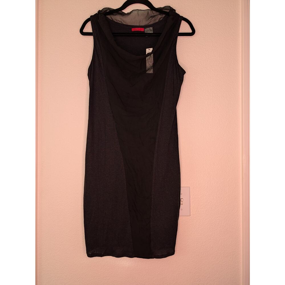 Linq Los Angeles NWT Black Layered Chiffon Dress M Cocktail Evening Chic Minimal